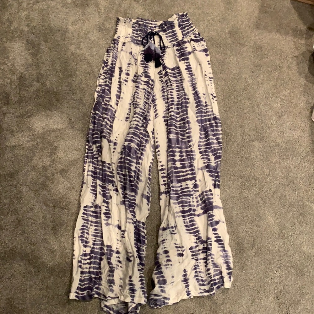 Tie dye wide leg slip on boho pants